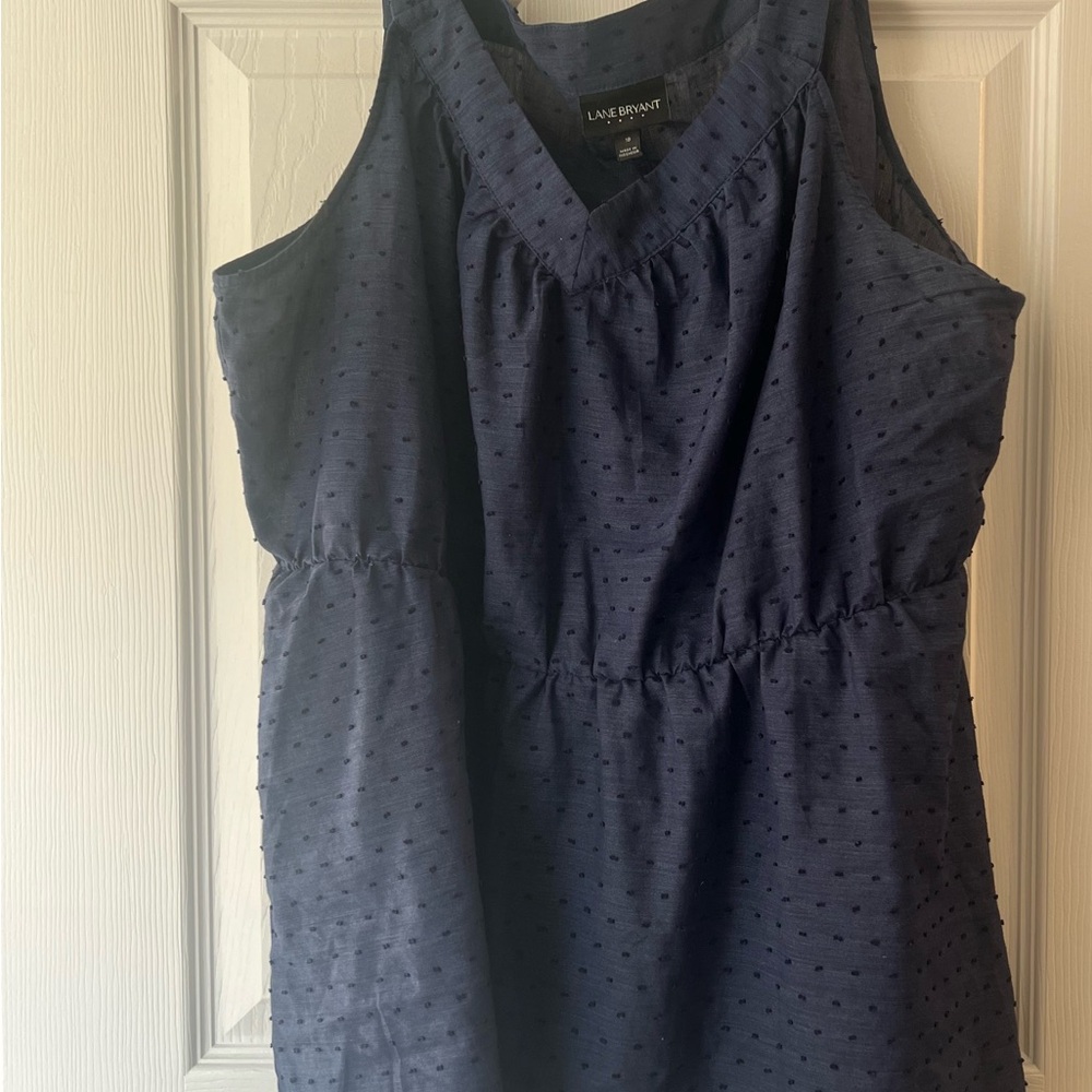 Lane Bryant Dark Blue Textured Tank Top
